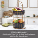 Gourmet Basics by Mikasa Aztec Gold Finish 2-Tier Metal Basket Storage - Gold - Like New
