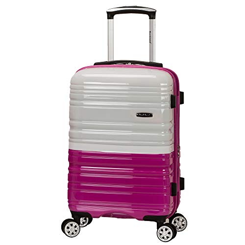 Rockland Melbourne Hardside Expandable Spinner Wheel Luggage 20" -TWO TONE WHITE New