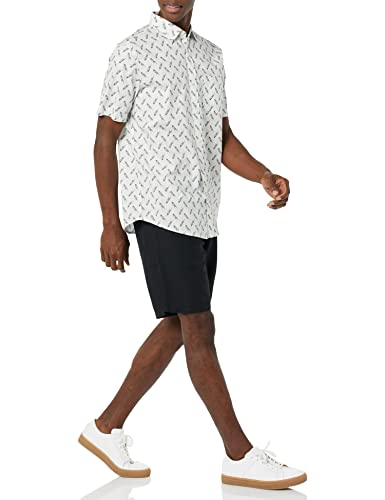 AEM20108SS22 AMAZON ESSENTIALS MENS SHORT-SLEEVE STRETCH POPLIN SHIRT LGBRPRINT - Brand New