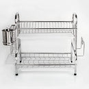 BLCNZLORY DISH DRYING RACK 2 TIER BOWL PLATE DISH DRAINER DRYING RACK - SILVER - Like New