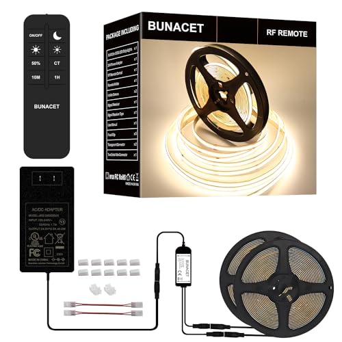 BUNACET COB LED Strip Lights 5760LEDs 40FT 4000K Dimmable Daylight Bright LED Like New