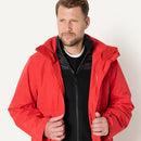 AEMN76460M25 AMAZON ESSENTIALS MENS 3 IN 1 JACKET BRIGHT POPPY RED SIZE L - Brand New