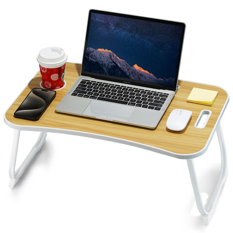 ZEAPTAC Laptop Bed Desk, Foldable Lap Table, Portable Study Table - Wood Like New