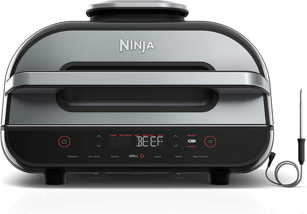 Ninja FG551 Foodi Smart XL 6-in-1 Grill And Air Fryer - Black/Silver Like New