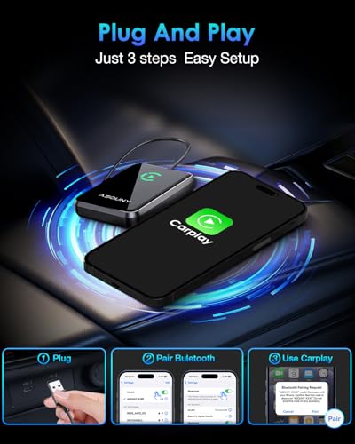 ASOUNY WIRELESS CARPLAY ADAPTER CARPLAY WIRELESS ADAPTER IOS 10+ - GREY - Like New