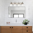 MELUCEE 31" Vanity Lighting Fixtures Brushed Nickel Hammered Glass Shade - Like New