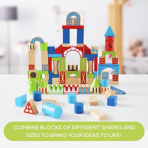 Discovery Wood Castle Blocks 80-Piece [Amazon Exclusives] Natural Wood - Brand New