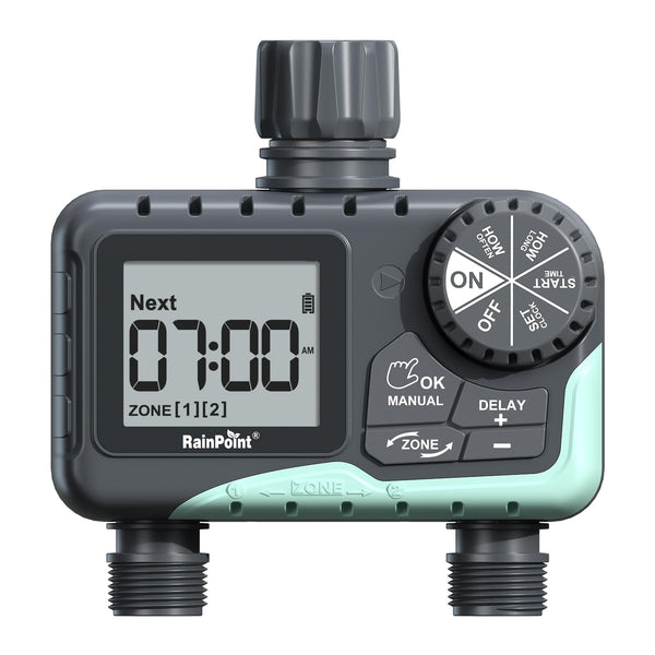 RAINPOINT Water Timer for Garden Hose - 2 Zone, Automatic Irrigation, 6-Outlet - Like New