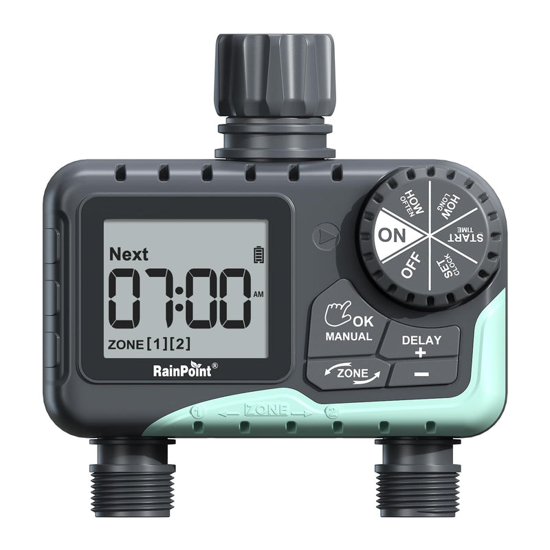 RAINPOINT Water Timer for Garden Hose - 2 Zone, Automatic Irrigation, 6-Outlet - Like New