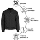 GALAXY BY HARVIC DIAMOND QUILTED BOMBER JACKET WATER RESISTANT - SMALL - BLACK - Brand New