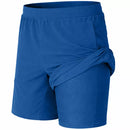 JUMP START MEN'S 2 IN 1 STRETCH GYM RUNNING SHORTS - SIZE: MEN M - ROYAL - Brand New