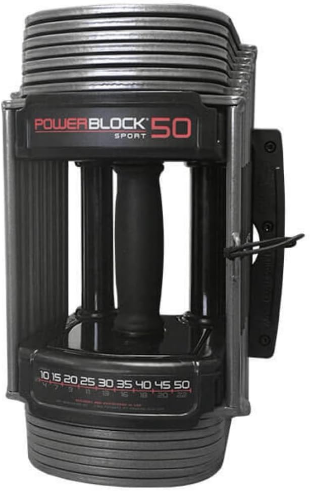 POWERBLOCK SPORT 50 ADJUSTABLE DUMBBELL, 50 LBS (SINGLE) - BLACK/GRAY - Like New