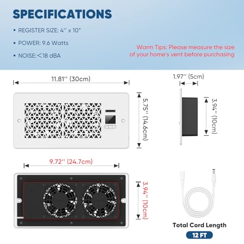MATULSA Register Booster Fan for 4" x 10" Register Holes KE01 - White - Like New