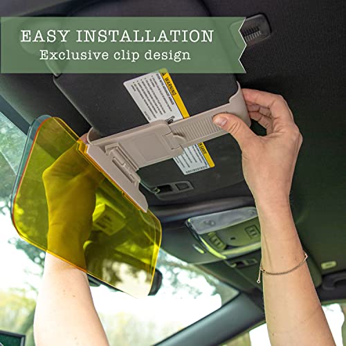 ZONETECH DAY AND NIGHT ANTI-GLARE CAR WINDSHIELD VISOR (2 PACK) - GRAY/YELLOW - Like New