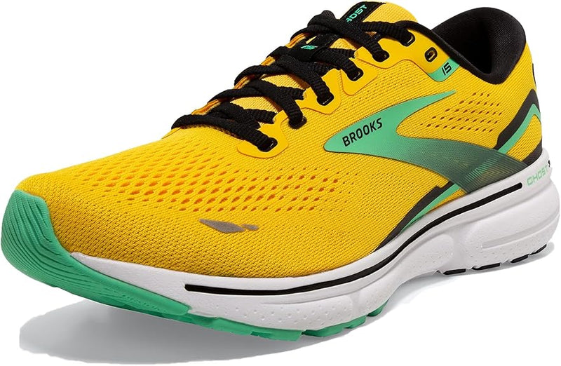 BROOKS MEN'S GHOST 15 NEUTRAL RUNNING SHOE 10.5 - Lemon Chrome/Black/Sedona Sage - Like New