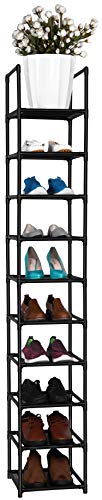 FIDUCIAL HOME 10 TIERS SHOE RACK SPACE SAVING VERTICAL SINGLE PAIRS - BLACK - Like New