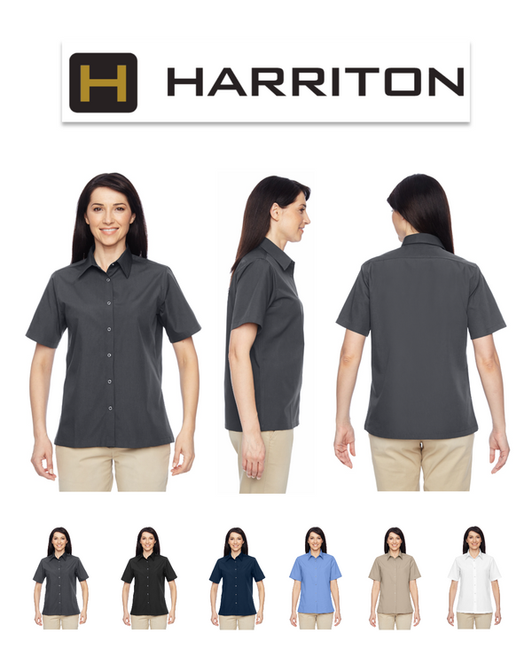 M545W Harriton Ladies Advantage Snap Closure Short-Sleeve Shirt New