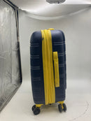 ROCKLAND MELBOURNE 20-INCH HARDSIDE SPINNER CARRY-ON LUGGAGE NAVY BLUE YELLOW - Like New