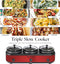ELITE GOURMET Elite Platinum Maxi-Matic Triple Slow Cooker EWMST-325R - Red Like New