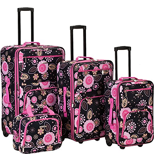 ROCKLAND IMPULSE 4PC SOFTSIDE UPRIGHT LUGGAGE SET TAG TELES, F108, PUCCI - Like New