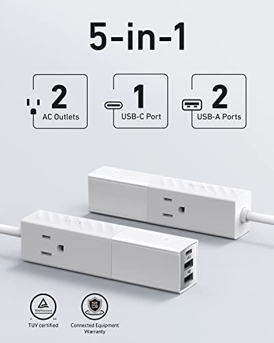 ANKER TRAVEL POWER STRIP USB C, ANKER 511 USB POWER STRIP 2 OUTLETS - WHITE Like New