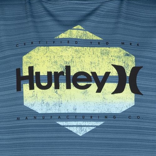 HURLEY BOYS' LONG SLEEVE HOODED GRAPHIC T-SHIRT YOUTH M RIFT BLUE HEATHER - Brand New