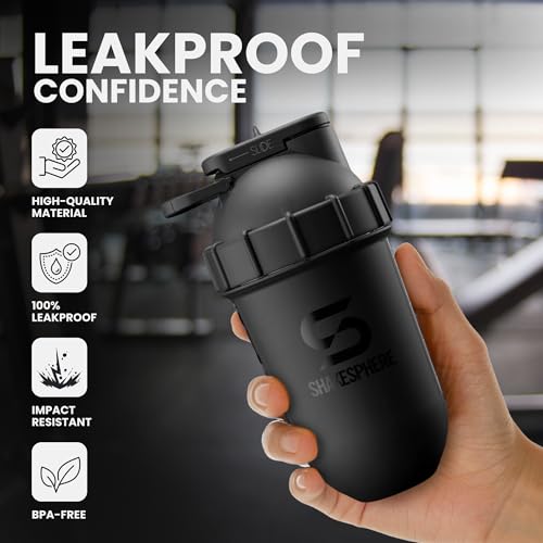 SHAKESPHERE Tumbler Protein Shaker Bottle BPA-Free 24oz Black - Like New