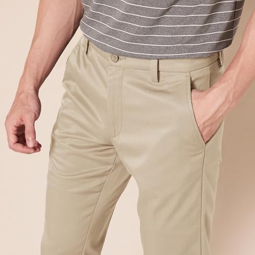 AMAZON ESSENTIALS MEN'S SLIM-FIT STRETCH GOLF - SIZE: MEN 34W X 32L - KHAKI - Brand New