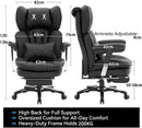 EFOMAO ERGONOMIC OFFICE CHAIR 180KG CAPACITY, PU LEATHER,LUMBAR SUPPORT - BLACK - Like New