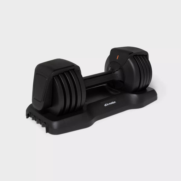 ALL IN MOTION ADJUSTABLE DUMBBELL 25LBS STEEL & PLASTIC, SINGLE PIECE - BLACK - Like New