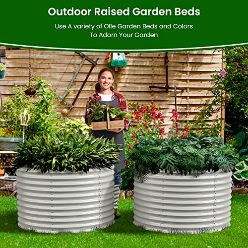 OLLE 32" TALL RAISED GARDENING GALVANIZED RAISED GARDEN BEDS - IVORY - Like New