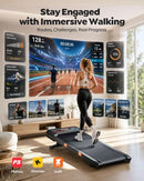 ACEZOE WALKING PAD TREADMILL 15% AUTO INCLINE UNDER DESK TREADMILL - BLACK - Like New