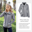 NORTH END NE705W LADIES' EDGE SOFT SHELL JACKET CONVERTIBLE COLLAR SIZE S - GREY - Like New