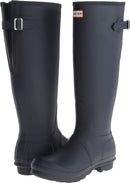 HUNTER FOOTWEAR WOMEN'S ORIGINAL TALL BACK ADJUSTABLE RAIN BOOTS NAVY SIZE 7 - Like New