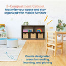 ECR4KIDS 5-COMPARTMENT MOBILE STORAGE CABINET, ELR-0420-GW - GREY WASH - Like New