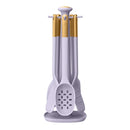 BEAUTIFUL 6-PIECE SILICONE KITCHEN UTENSIL TOOL SET ROTATING RACK - LAVENDER - Like New