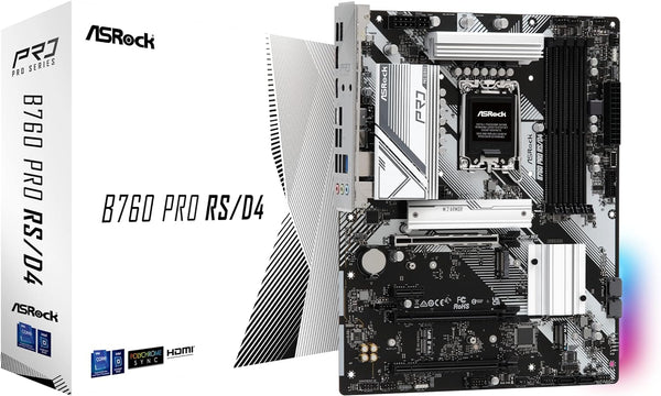 ASRock B760 Pro RS/D4 Intel 12th, 13th Gen LGA1700 ATX Motherboard - BLACK/WHITE Like New
