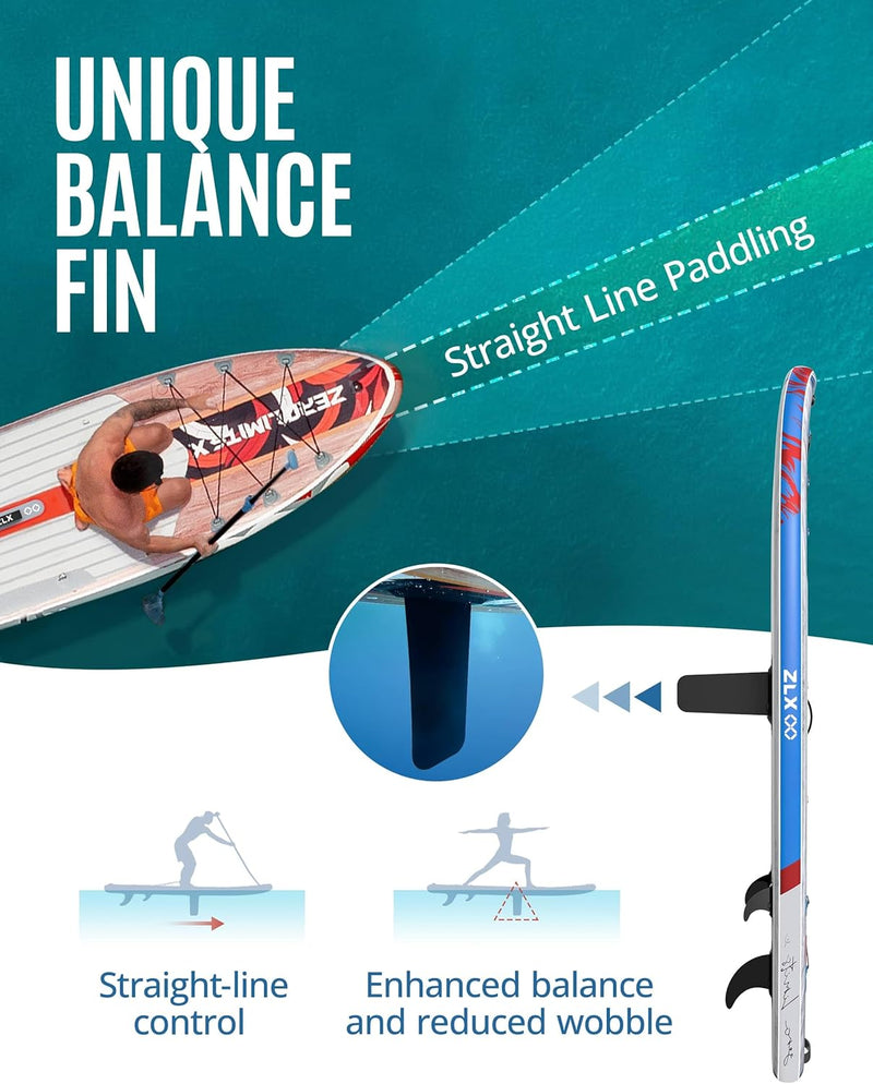 ZLX INFLATABLE STAND UP PADDLE BOARD 35” PREMIUM SUP BOARD BAG INCLUDED - WLG - Like New