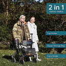 ELENKER ALL-TERRAIN 2IN1 ROLLATOR WALKER TRANSPORT CHAIR FOLDING - GREEN - Like New