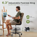 AMSEATEC DRAFTING TALL OFFICE CHAIR WITH FOOTREST FOR STANDING DESK - TAN - Like New