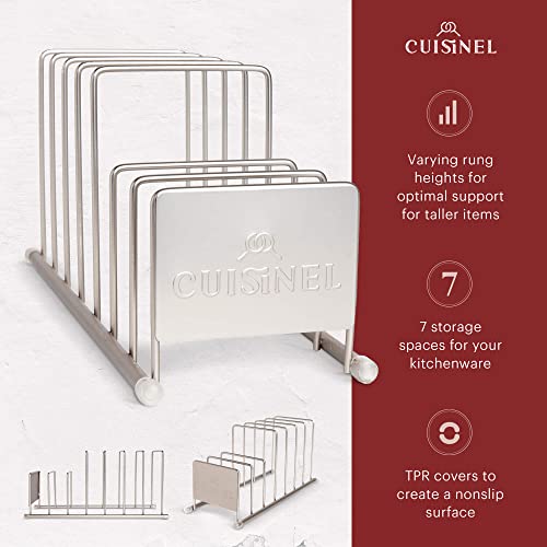 CUISINEL LID AND DISH ORGANIZER RACK, SATIN NICKEL - Like New