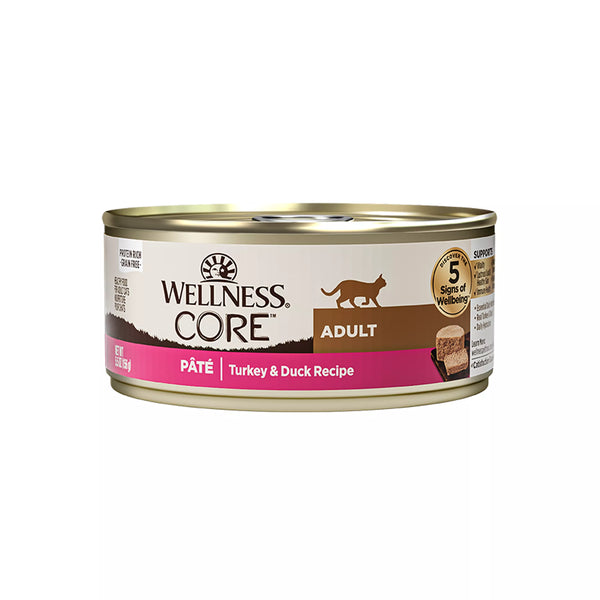 WELLNESS CORE ADULT CAT WET FOOD, TURKEY & DUCK,NATURAL, PATE, 5.5 OZ - TAN/PINK - Brand New