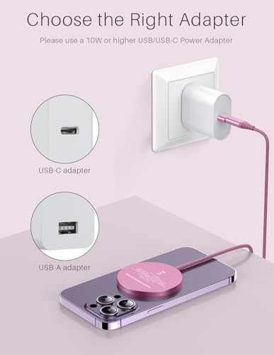 YW100-A YLLZI MagSafe iPhone Wireless Charger, Mag-Safe, Station, YW100-A - PINK Like New