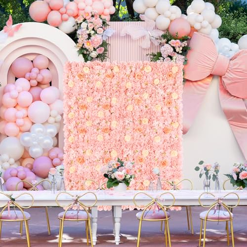Artificial Flower Wall 5ftx3.74ft Peach Floral Backdrop Wedding Wall Panel - Brand New