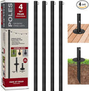 EXCELLO GLOBAL PRODUCTS Bistro String Light Poles 4 Pack EGP-HD-0361 - Black - Like New