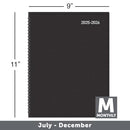 OFFICE DEPOT 18-MONTH ACADEMIC PLANNER 9" X 11" 30% RECYCLED, JULY 2025 - BLACK - Like New
