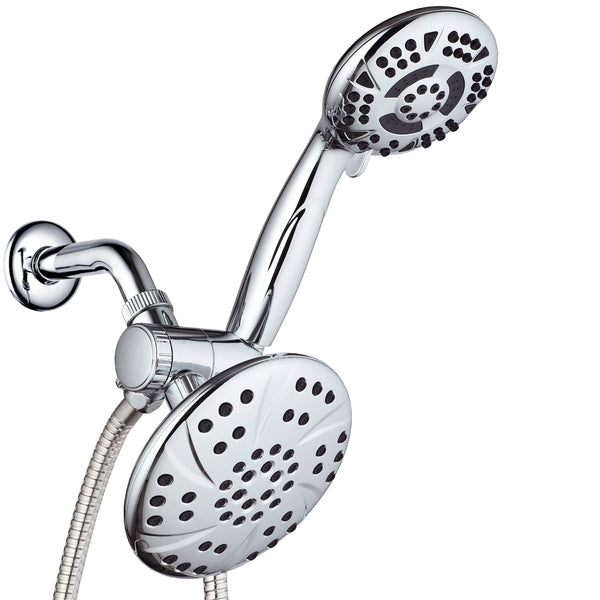 AQUADANCE HIGH PRESSURE 6-INCH / 6-SETTING PREMIUM RAIN SHOWER HEAD - SILVER - Like New