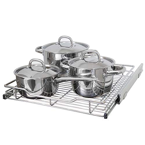 Smart Design Pull-Out Cabinet Organizer Single Level Chrome, - Scratch & Dent