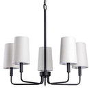 Homebelife Chandelier, HBL014-Y - Matte Black with Oatmeal Linen Fabric Shade - Like New