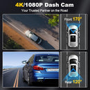 NEZION DASH CAMERA, 4K/1080P DASH CAMERA FRONT AND REAR BUILT-IN 5GWIFI - BLACK - Like New